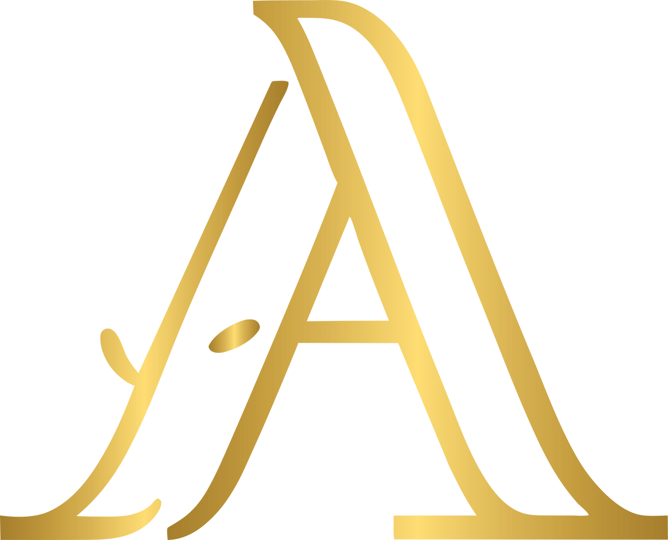 Golden letter A, gold alphabet A